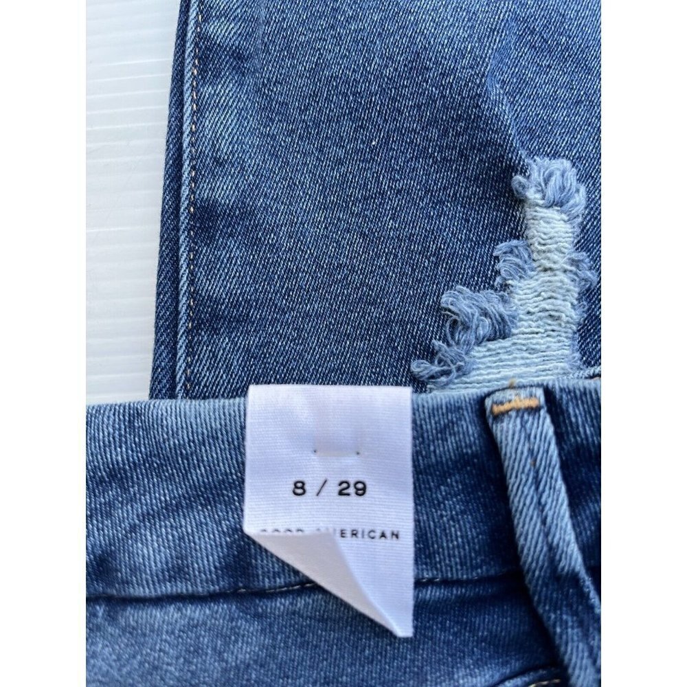 Good American Good Waist Ripped Crop Skinny Jeans in Blue855 - Picture 6 of 15
